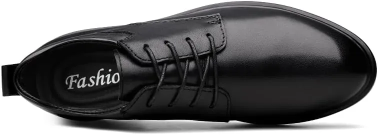 Men's Genuine Leather Oxford Dress Shoes, Business Formal Office Wedding, Lace-Up, Black,Plus Big Size