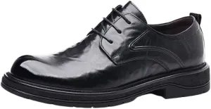 Men's Genuine Leather Platform Slip-On Oxfords Casual Business Derby Leather Shoes