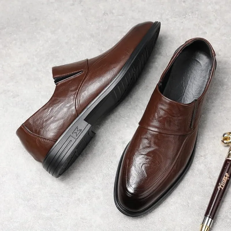 Mens Genuine Leather Shoes Classic Business Dress Loafer for Driving Walking Wedding Outdoor Indoor Size