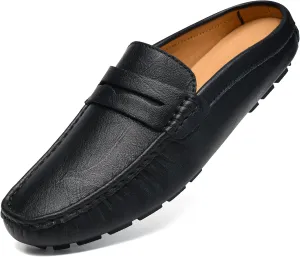 Mens Handmade Leather Mules Clog Slippers Breathable Leather Slip on Shoes Casual Loafers