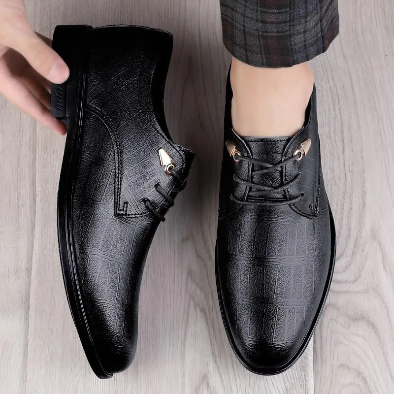 Men's Lace-up Dress Shoes - Luxury Leather Formal Business Oxfords Shoes for Wedding Suits