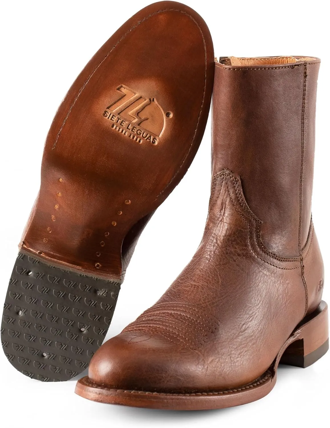 Men's Leather Cowboy Zip Boot with Leather Sole style 11200