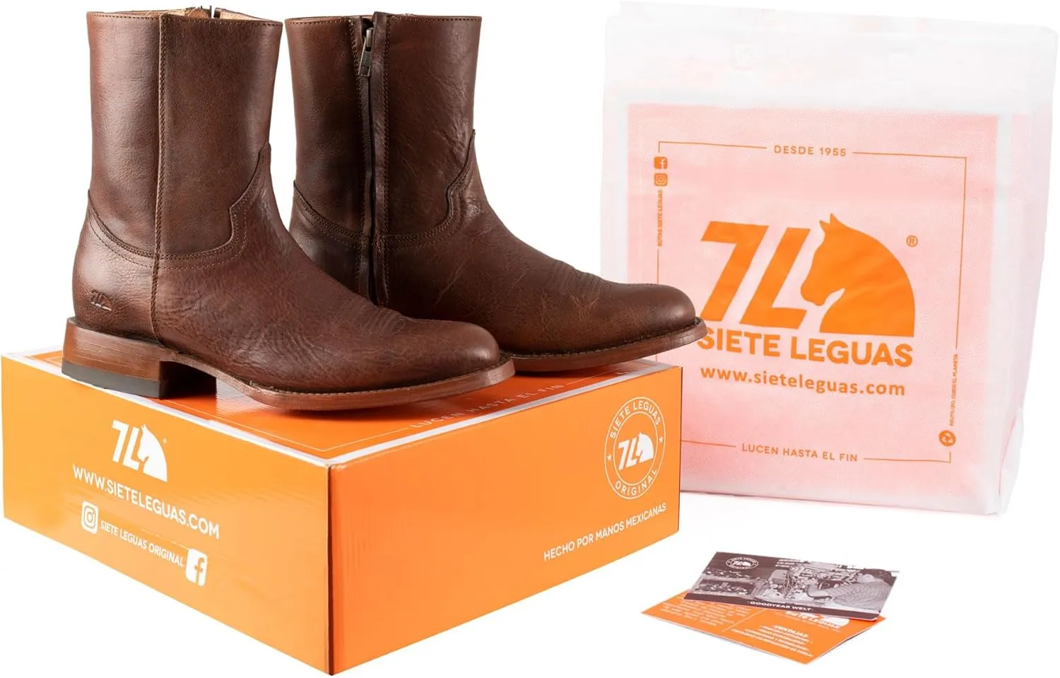 Men's Leather Cowboy Zip Boot with Leather Sole style 11200