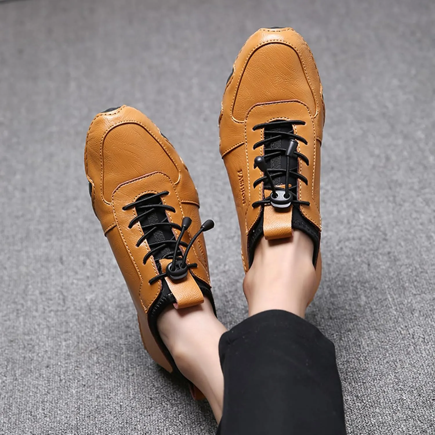 Mens Leather Driving Loafers Comfort Moccasin Slip On Flats Boat Casual Shoes