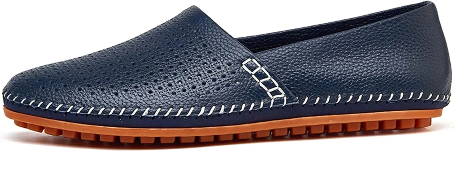 Men's Leather Loafers, Casual Flats, Lightweight Design, Hand-Stitched, Comfortable, Soft, Stylish, Suitable for Daily Travel, Driving, Going Out, Dating and Other Occasions wear All Seasons