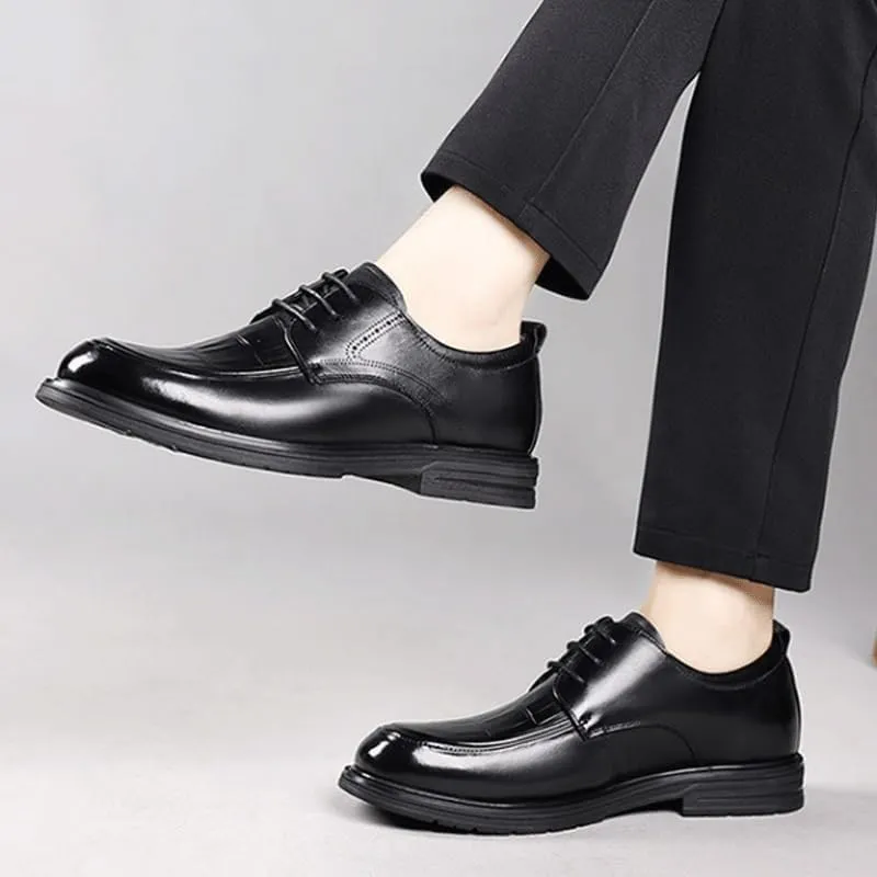 Men's Leather Platform Formal Derby Shoes Men's Leather Hand-Sewn Oxford for Dating Business Party