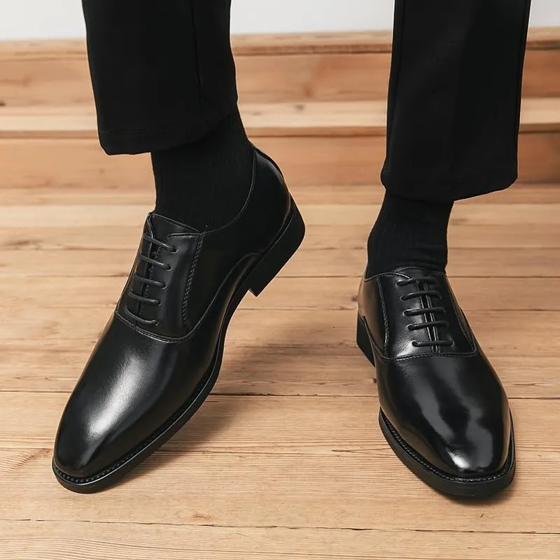 Mens Leather Shoes Footwear Dress Shoes Classic Wingtip Oxfords Business Fashion Breathable Prom Business Wedding Dress Shoes(7.5)