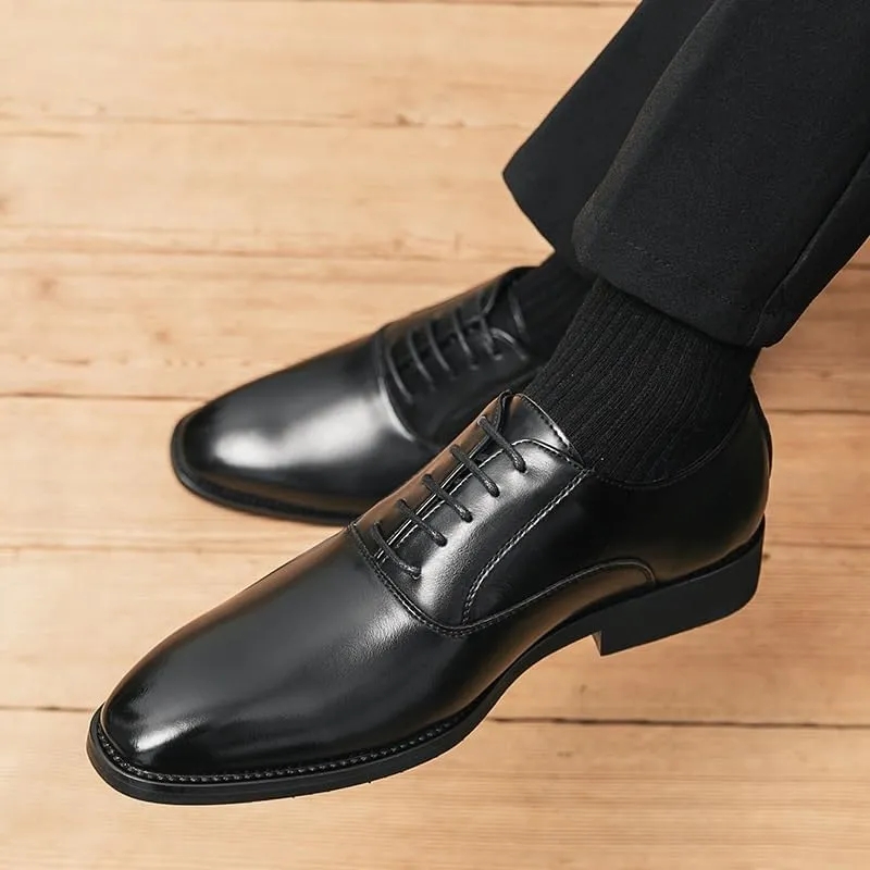 Mens Leather Shoes Footwear Dress Shoes Classic Wingtip Oxfords Business Fashion Breathable Prom Business Wedding Dress Shoes(7.5)