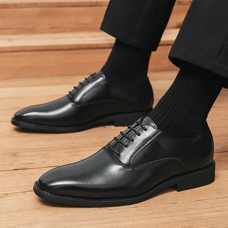 Mens Leather Shoes Footwear Dress Shoes Classic Wingtip Oxfords Business Fashion Breathable Prom Business Wedding Dress Shoes(7.5)