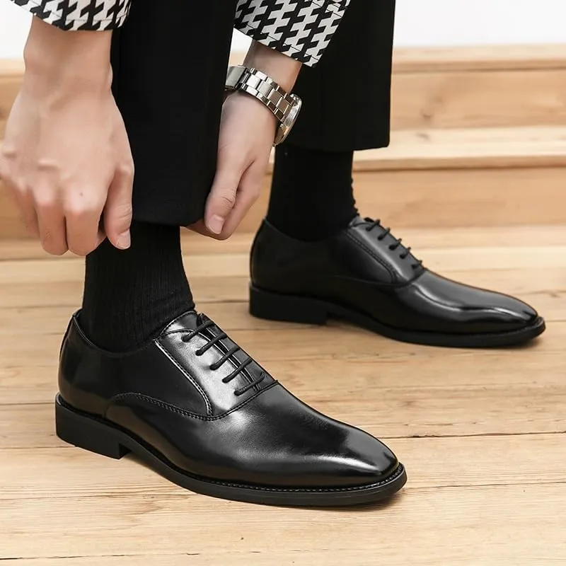 Mens Leather Shoes Footwear Dress Shoes Classic Wingtip Oxfords Business Fashion Breathable Prom Business Wedding Dress Shoes(7.5)