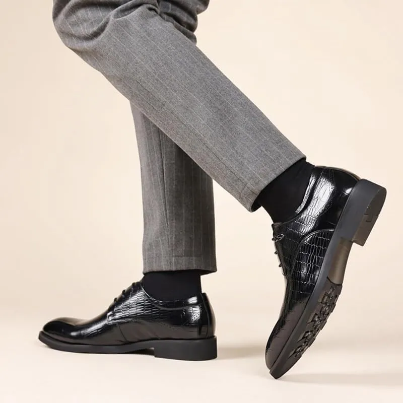 Mens Leather Shoes Non-Slip Business Wingtip Lace Up Dress Shoes Genuine Leather Patent Leather Formal Oxford Dress Shoes(9)