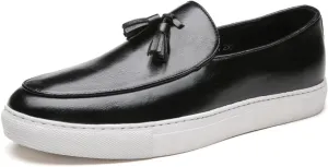 Men's Leather Tassel Slip On Loafers,Personalized Business Luxury Slip-on Leather Shoes,Slip-Resistant Driving Dress Shoes