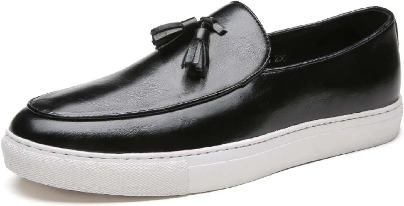 Men's Leather Tassel Slip On Loafers,Personalized Business Luxury Slip-on Leather Shoes,Slip-Resistant Driving Dress Shoes