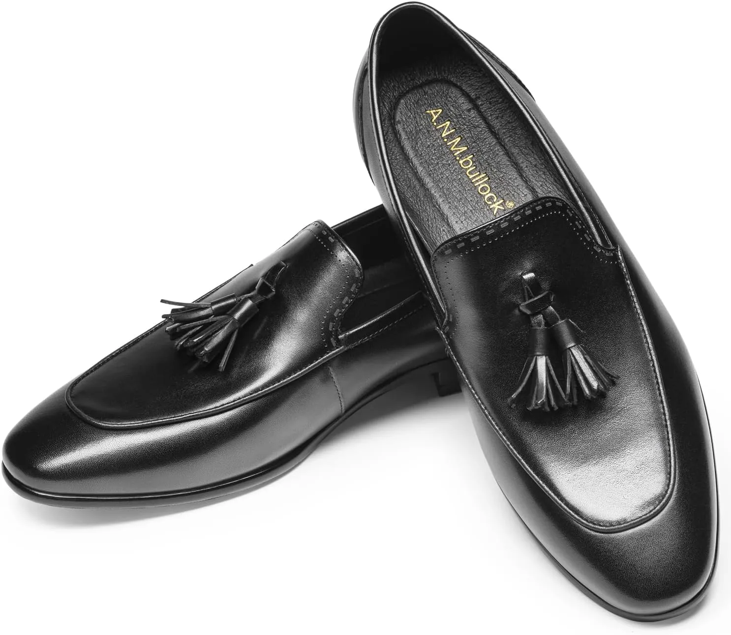 Men's Loafers & Slip-Ons - Genuine Leather Tassel Loafers | Classic Dress Shoes with Hand-Tied Fringes for Formal Occasions