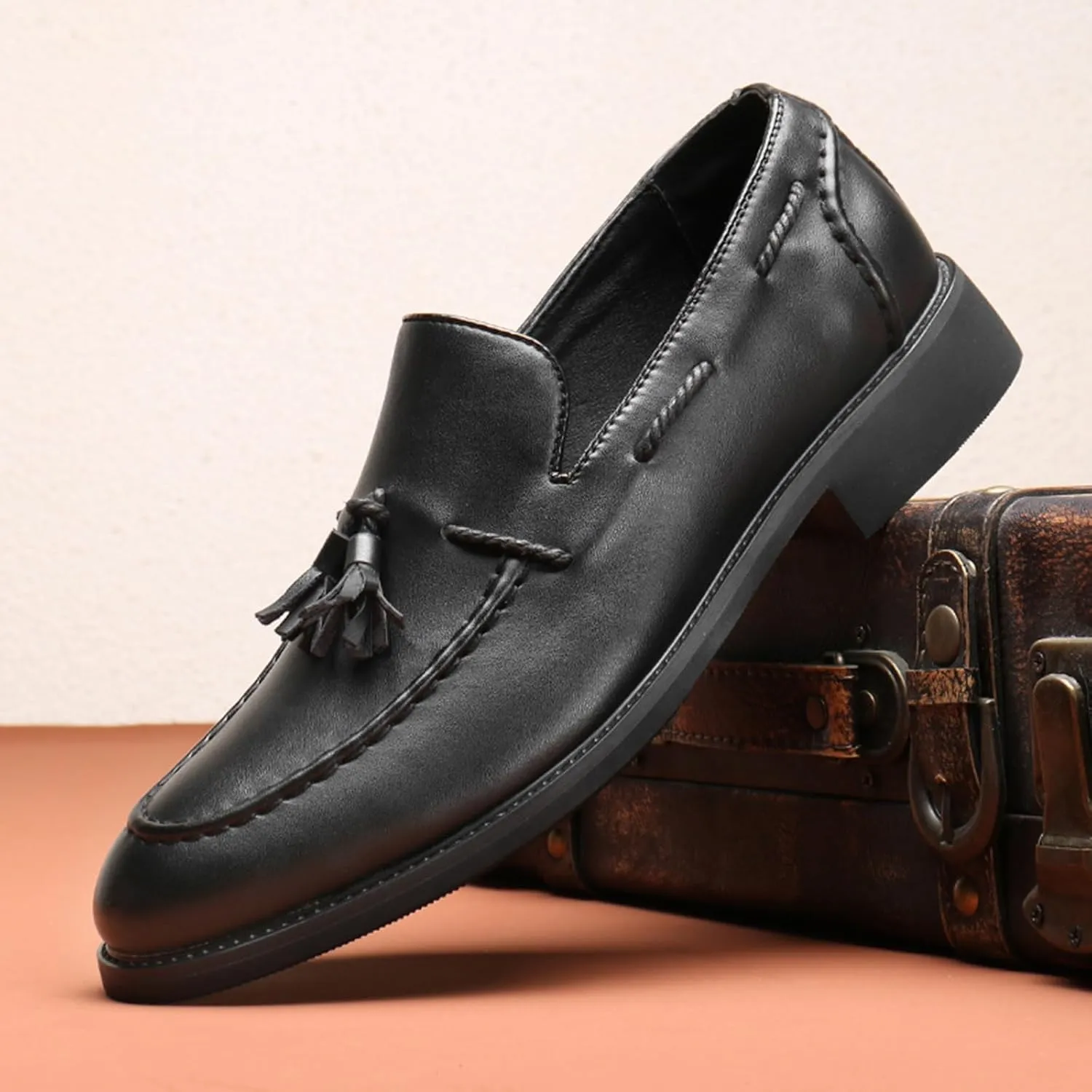 Men's Loafers Classic Slip-on Tassel Penny Loafers for Men Business Casual Dress Loafers