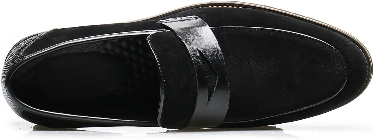 Mens Loafers Formal Dress Slip On for Men Prom Suede Penny Loafers Tuxedo Wedding Business Casual Moccasins Brown Dress Shoes for Men