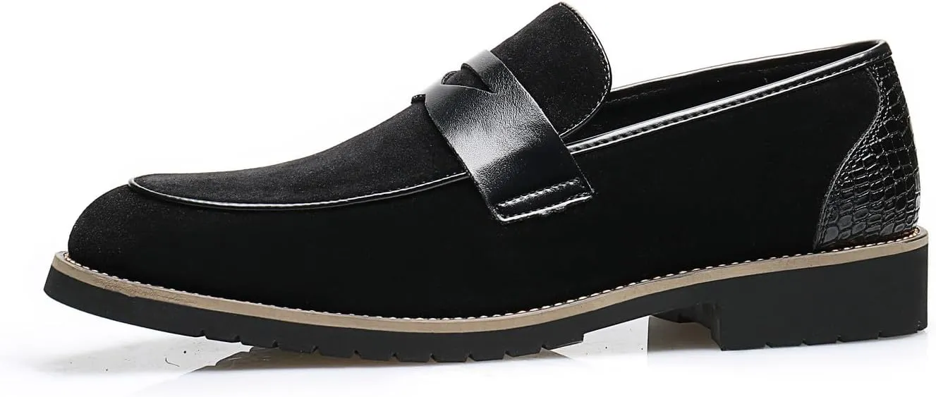 Mens Loafers Formal Dress Slip On for Men Prom Suede Penny Loafers Tuxedo Wedding Business Casual Moccasins Brown Dress Shoes for Men