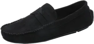 Men's Loafers Genuine Leather Round Toe Suede Vamp Penny Loafer Slip Resistant Comfortable Anti-Slip Wedding Slip-ons