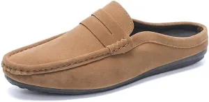 Mens Loafers Shoe Round Toe Suede Vamp Penny Half Loafers Shoes Resistant Comfortable Anti-Slip Classic Outdoor Slip On