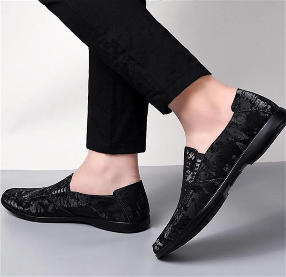 Mens Loafers Slip On Suede Round Toe Classic Party Shoes Flat Heel Comfortable Casual Dress for Men