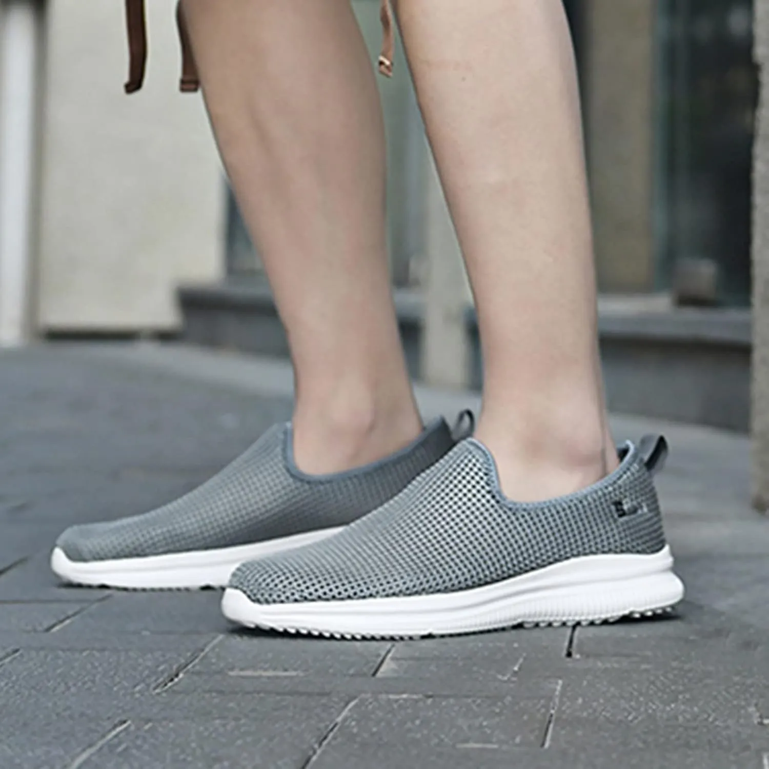 Mens Mesh Orthopedic Breathable Solid Color Casual Running Shoes Comfortable Lighweight Sneakers Soft Sole Slip on Comfy Outdoor Walking Shoes