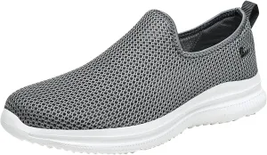 Mens Mesh Orthopedic Breathable Solid Color Casual Running Shoes Comfortable Lighweight Sneakers Soft Sole Slip on Comfy Outdoor Walking Shoes