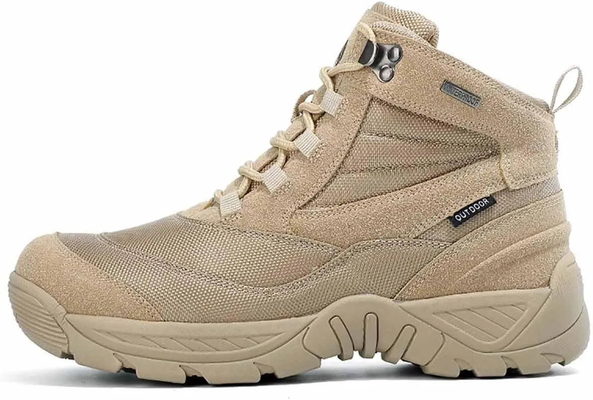 Mens Military Boots, Men's Waterproof Tactical Boots, Breathable Military Army Boots, Durable Combat Work Shoes, Lightweight Hiking Walking Boots, Lace Up All Terrain Shoes