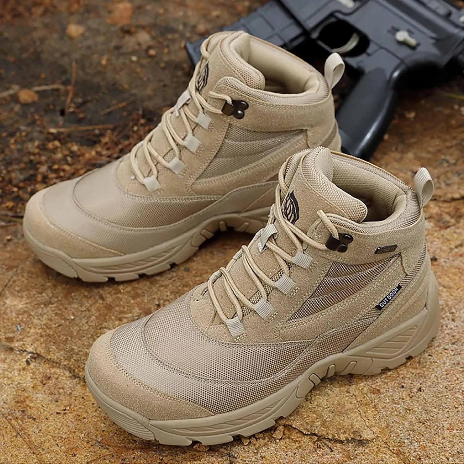 Mens Military Boots, Men's Waterproof Tactical Boots, Breathable Military Army Boots, Durable Combat Work Shoes, Lightweight Hiking Walking Boots, Lace Up All Terrain Shoes