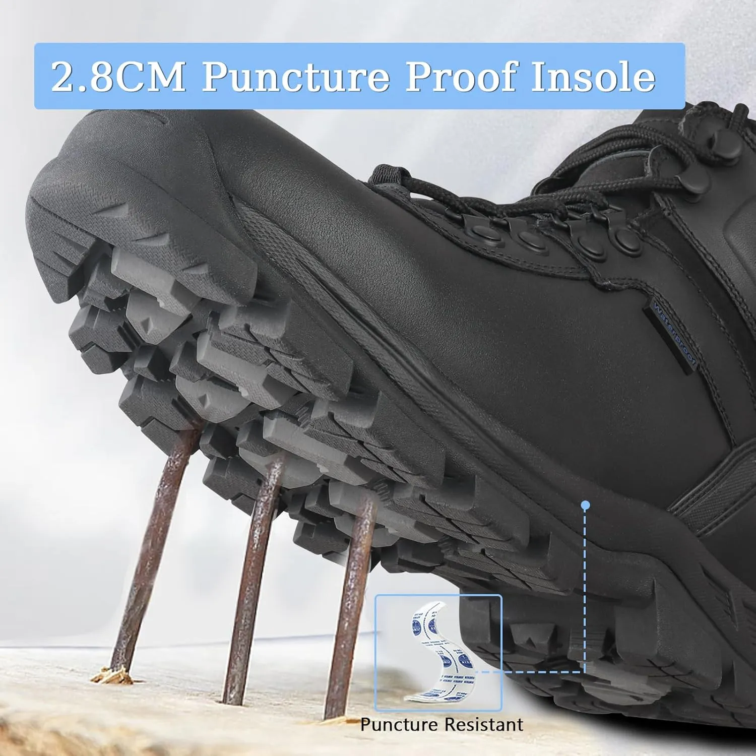Mens Military Boots Waterproof Tactical Boots Durable Work Boot Duty Boots Anti-Silp Hiking Boots Security Boots Ankle Leather Boots