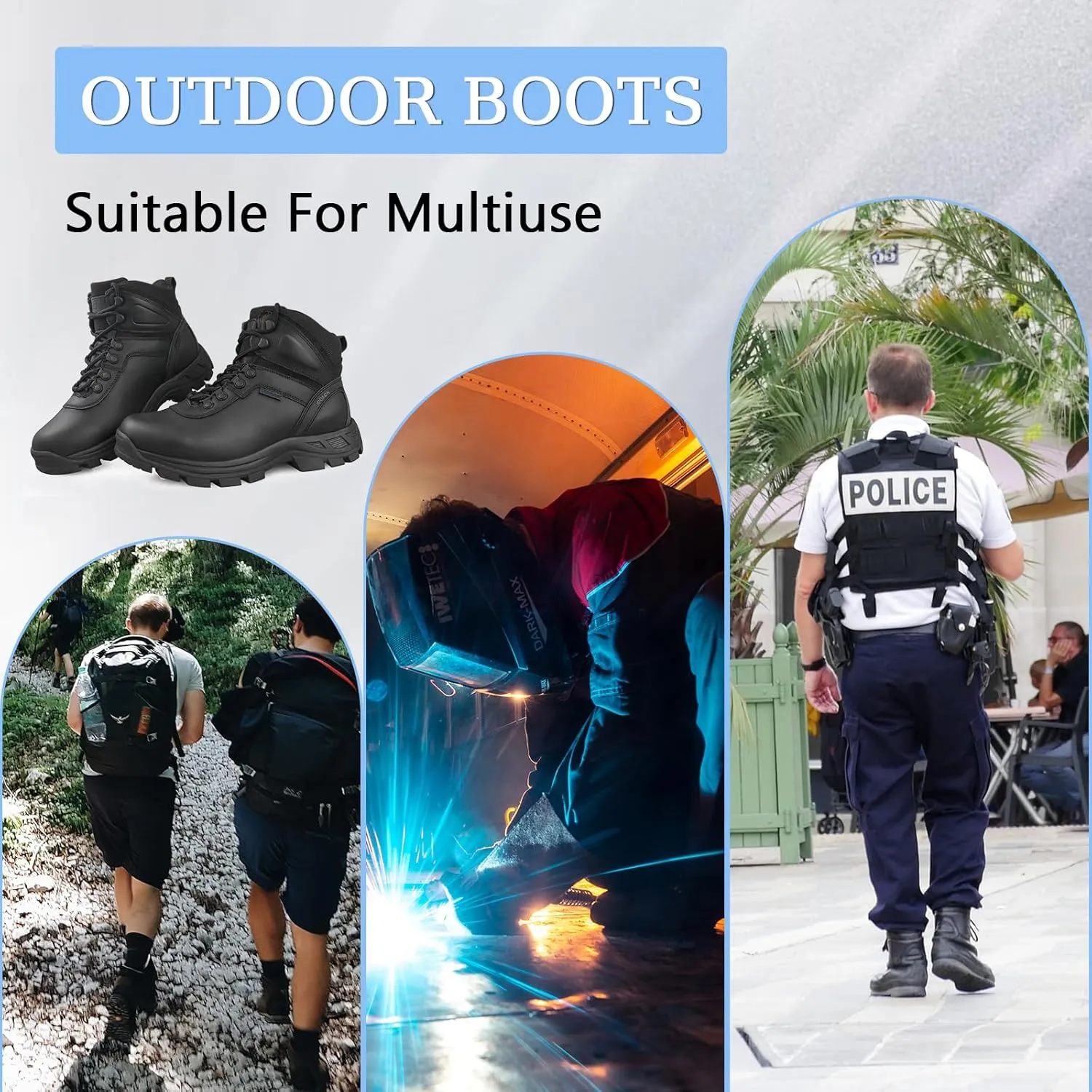 Mens Military Boots Waterproof Tactical Boots Durable Work Boot Duty Boots Anti-Silp Hiking Boots Security Boots Ankle Leather Boots