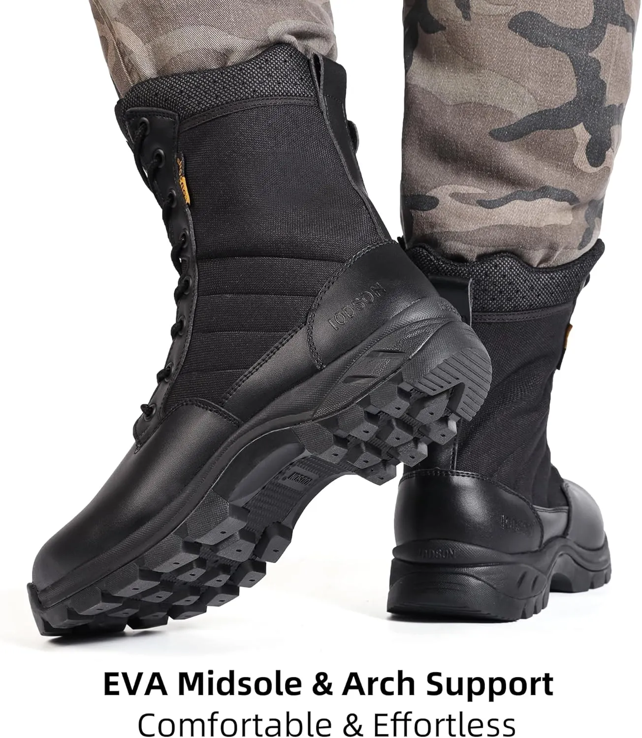 Men's Military Tactical Boots with Side Zipper, Puncture Resistant, Desert Combat, Army Jungle, 8 Inch Lightweight Hiking Boots