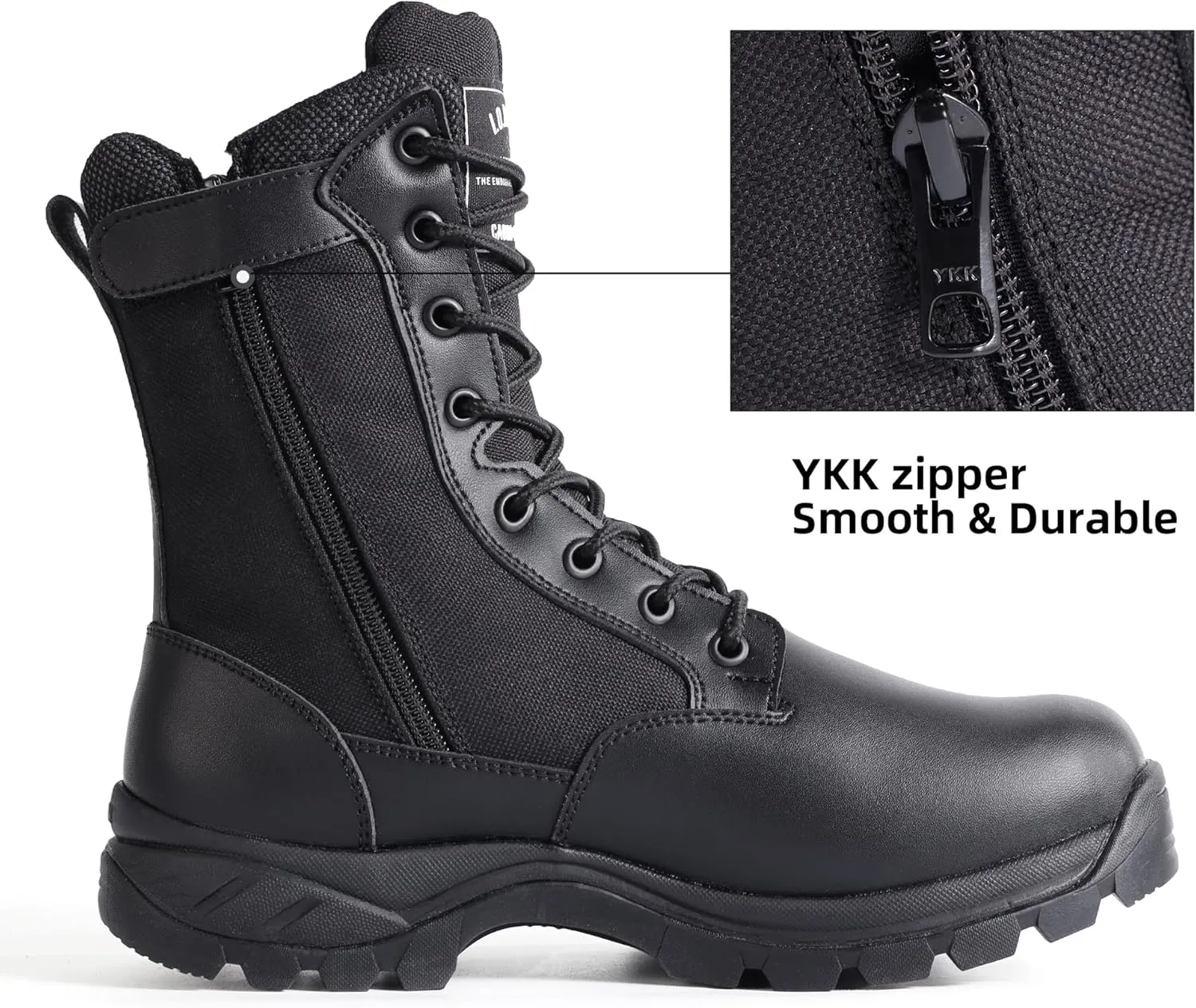 Men's Military Tactical Boots with Side Zipper, Puncture Resistant, Desert Combat, Army Jungle, 8 Inch Lightweight Hiking Boots