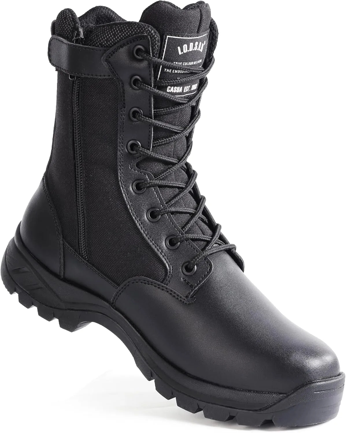 Men's Military Tactical Boots with Side Zipper, Puncture Resistant, Desert Combat, Army Jungle, 8 Inch Lightweight Hiking Boots