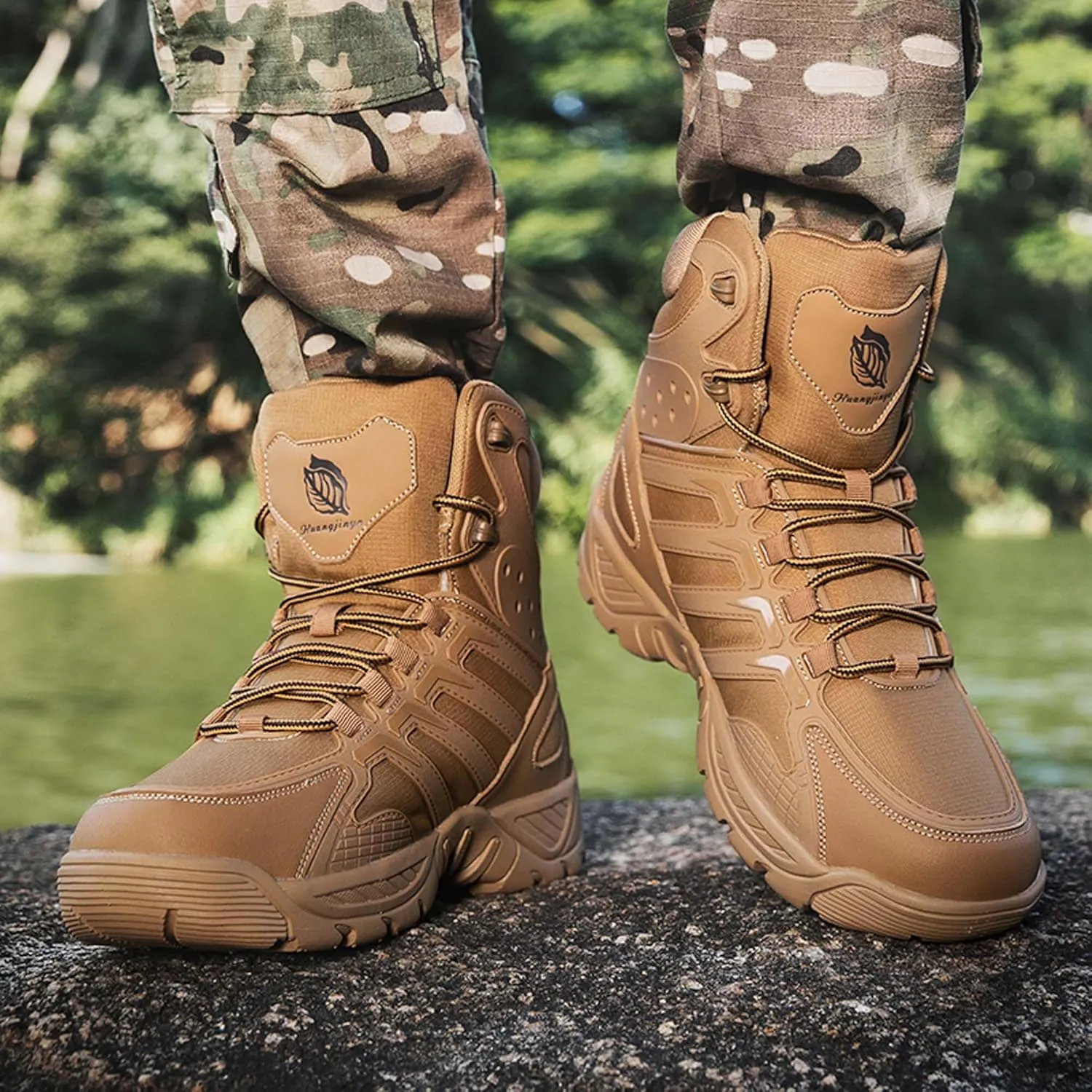 Mens Military Tactical Work Boots-Breathable Outdoor Lightweight Military Hiking Boots-Non-Slip Motorcycle Combat Boots-Outdoor Desert Boots-Backpacking Climbing Boots