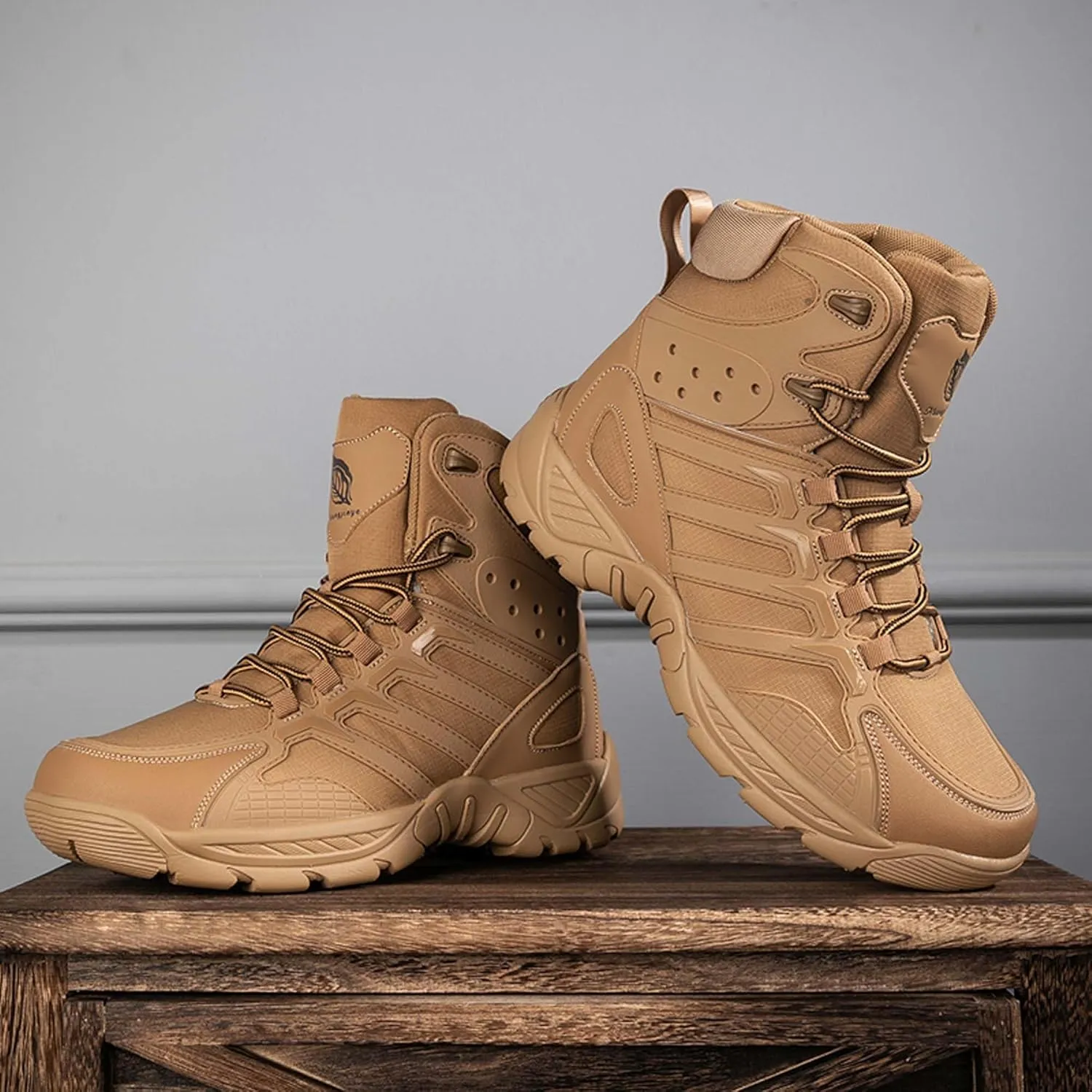 Mens Military Tactical Work Boots-Breathable Outdoor Lightweight Military Hiking Boots-Non-Slip Motorcycle Combat Boots-Outdoor Desert Boots-Backpacking Climbing Boots