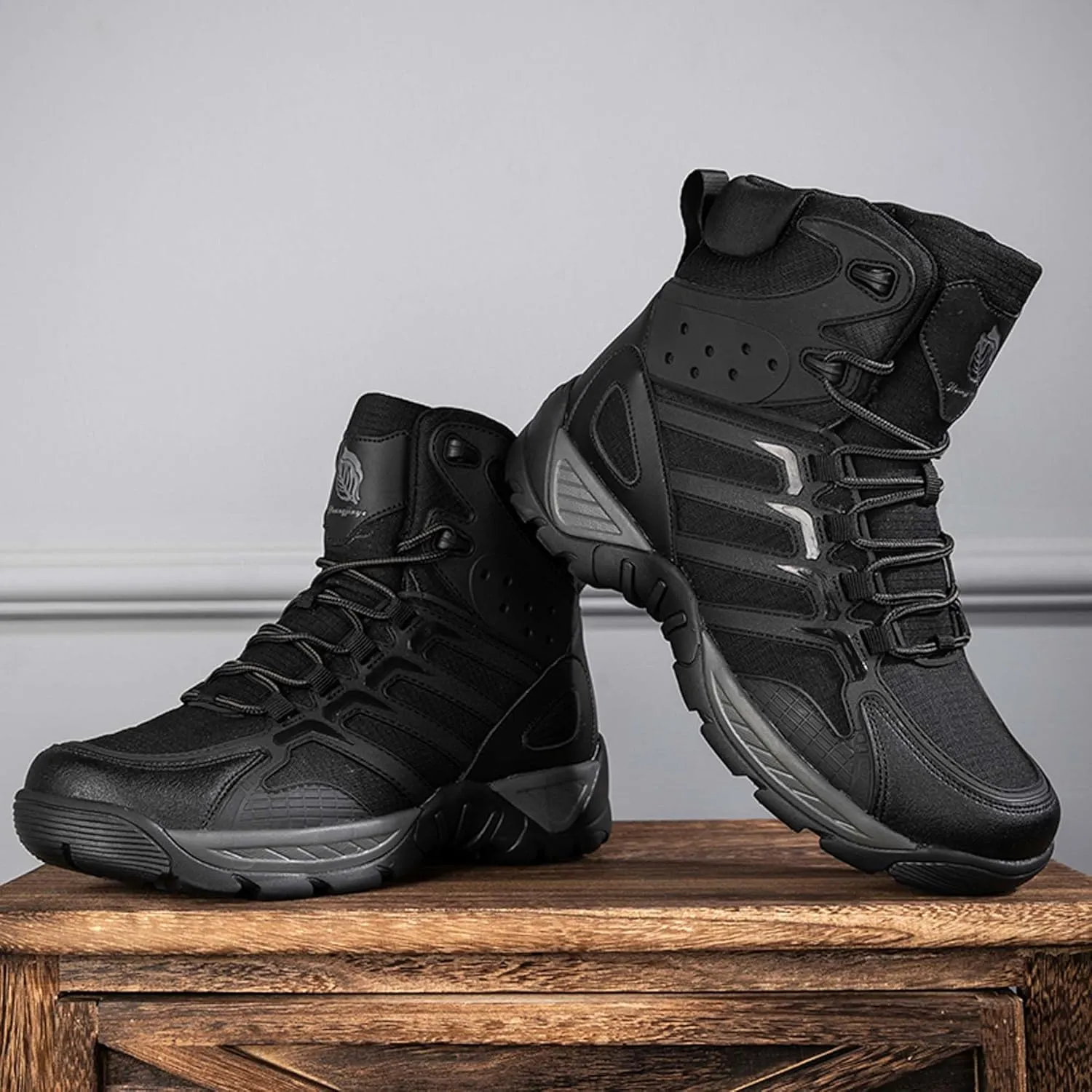 Mens Military Tactical Work Boots-Breathable Outdoor Lightweight Military Hiking Boots-Non-Slip Motorcycle Combat Boots-Outdoor Desert Boots-Backpacking Climbing Boots
