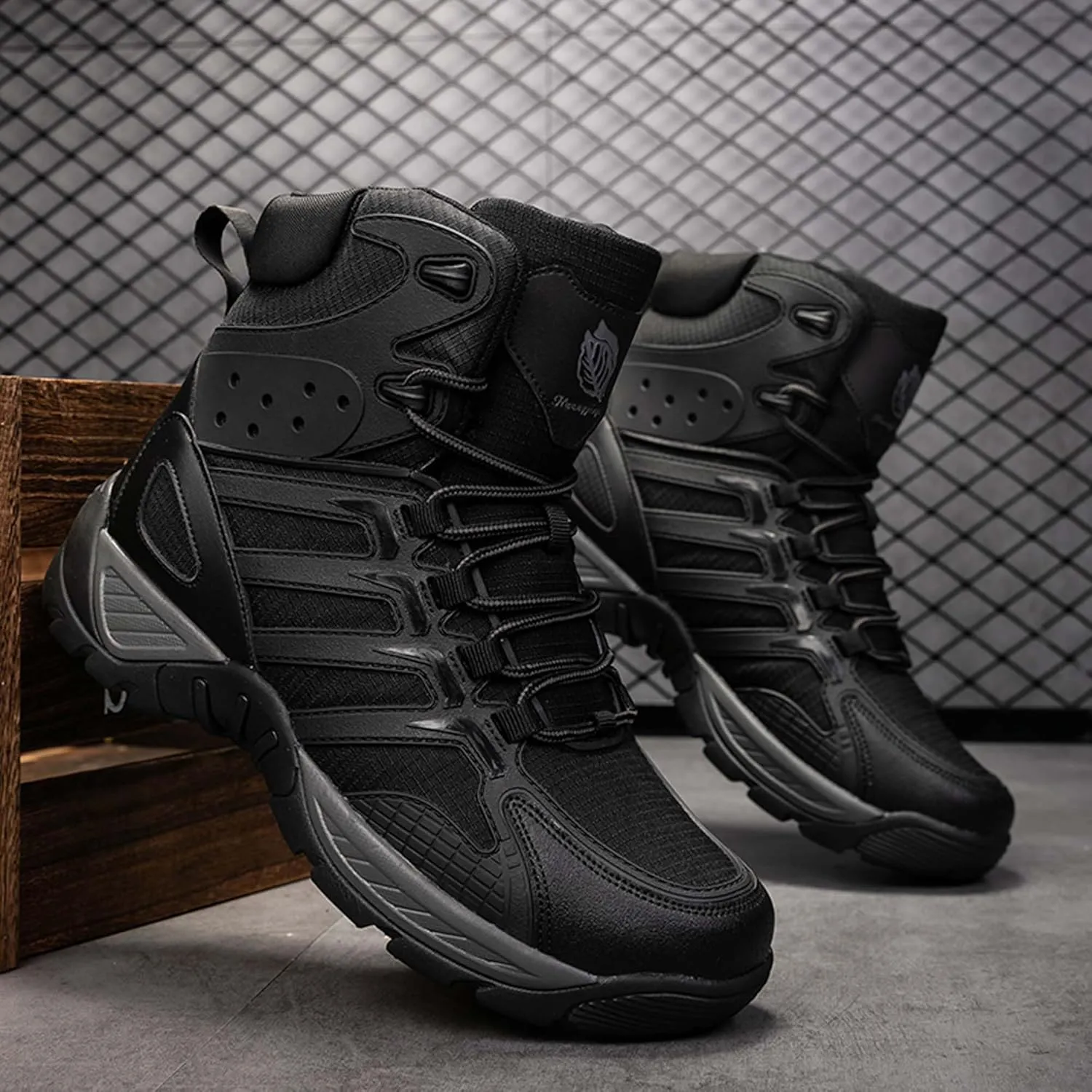 Mens Military Tactical Work Boots-Breathable Outdoor Lightweight Military Hiking Boots-Non-Slip Motorcycle Combat Boots-Outdoor Desert Boots-Backpacking Climbing Boots
