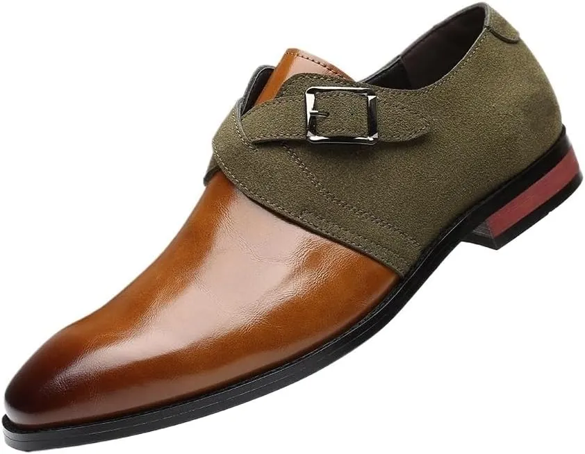 Mens Oxford Dress Shoes Business Casual Comfortable Orthopedic Leather Suede Patent Leather Buckle Driving Shoes for Men