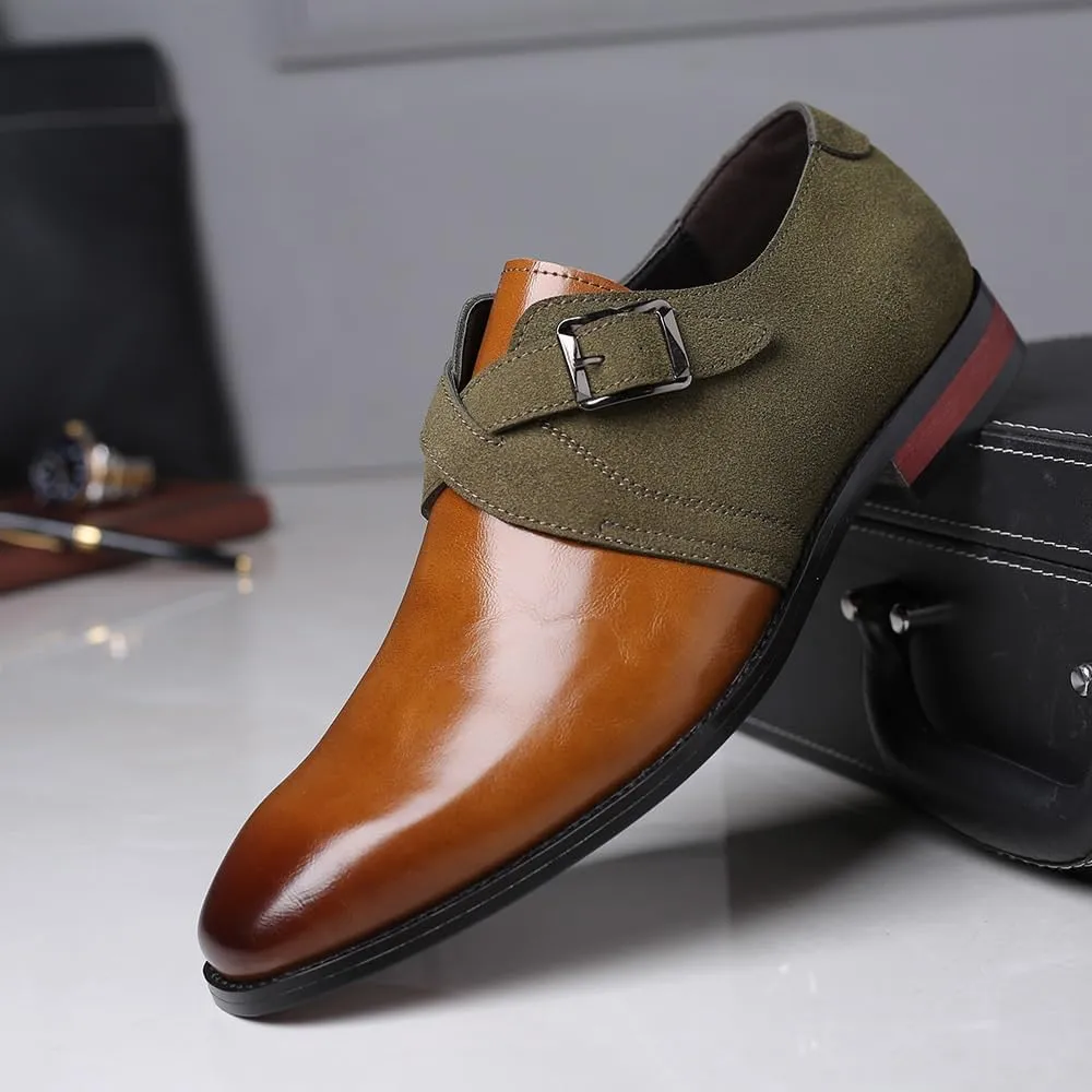 Mens Oxford Dress Shoes Business Casual Comfortable Orthopedic Leather Suede Patent Leather Buckle Driving Shoes for Men