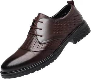 Mens Oxford Dress Shoes Business Formal Genuine Leather Breathable Pierced Classic Comfortable Dress Shoes for Men