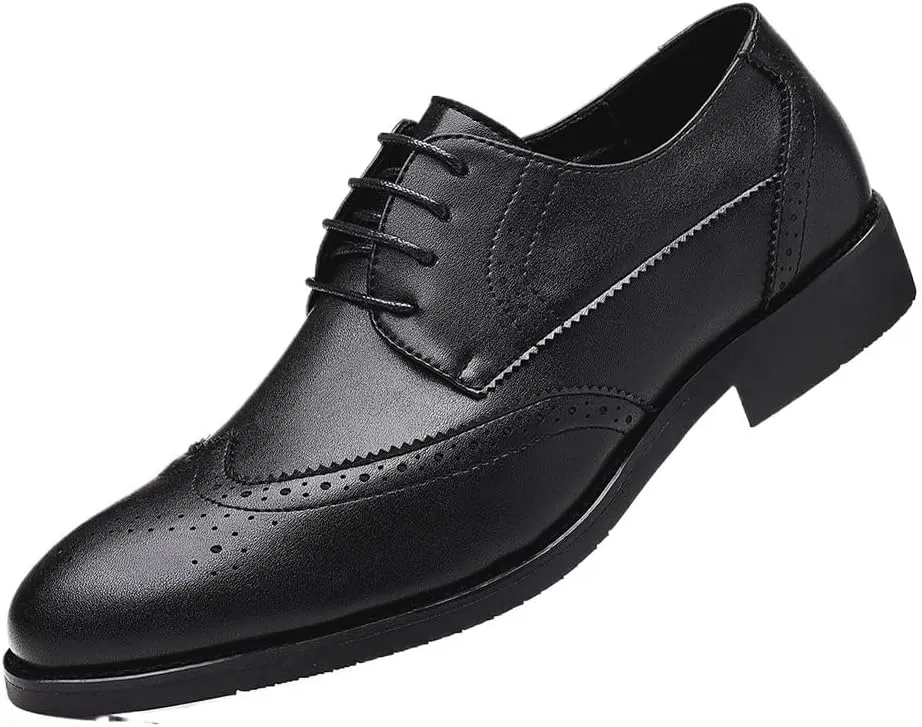 Mens Oxford Leather Shoes Business Formal Lace Up Tuxedo Breathable Soft Casual Loafers Classic Comfortable Shoes