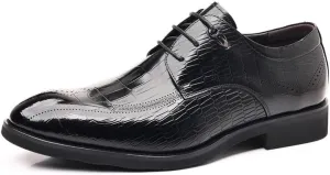 Mens Oxford Men's Luxury Patent Leather Formal Business Oxford Dress Shoes Formal Breathable Casual Trendy Plaid Upper Tuxedo Shoes for Men Dress Shoes(7.5)