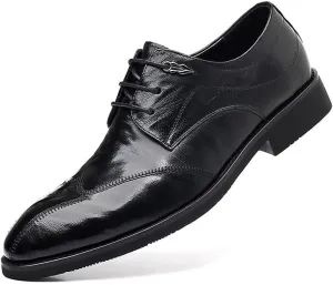 Mens Oxford Men's Patent Leather Formal Business Oxford Dress Shoes Formal Breathable Casual Pointed Toe Trendy Plaid Upper Tuxedo Shoes for Men Dress Shoes(6.5)