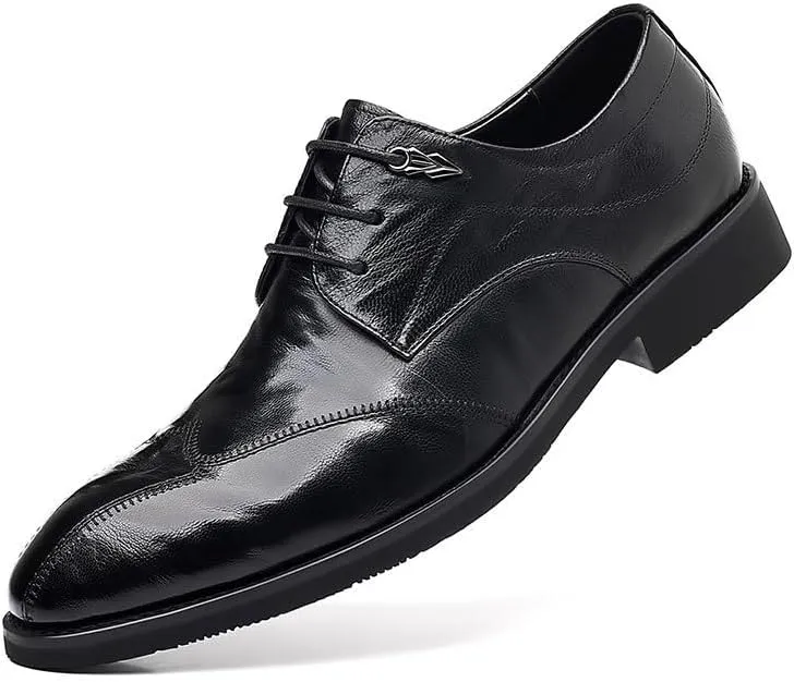 Mens Oxford Men's Patent Leather Formal Business Oxford Dress Shoes Formal Breathable Casual Pointed Toe Trendy Plaid Upper Tuxedo Shoes for Men Dress Shoes(6.5)