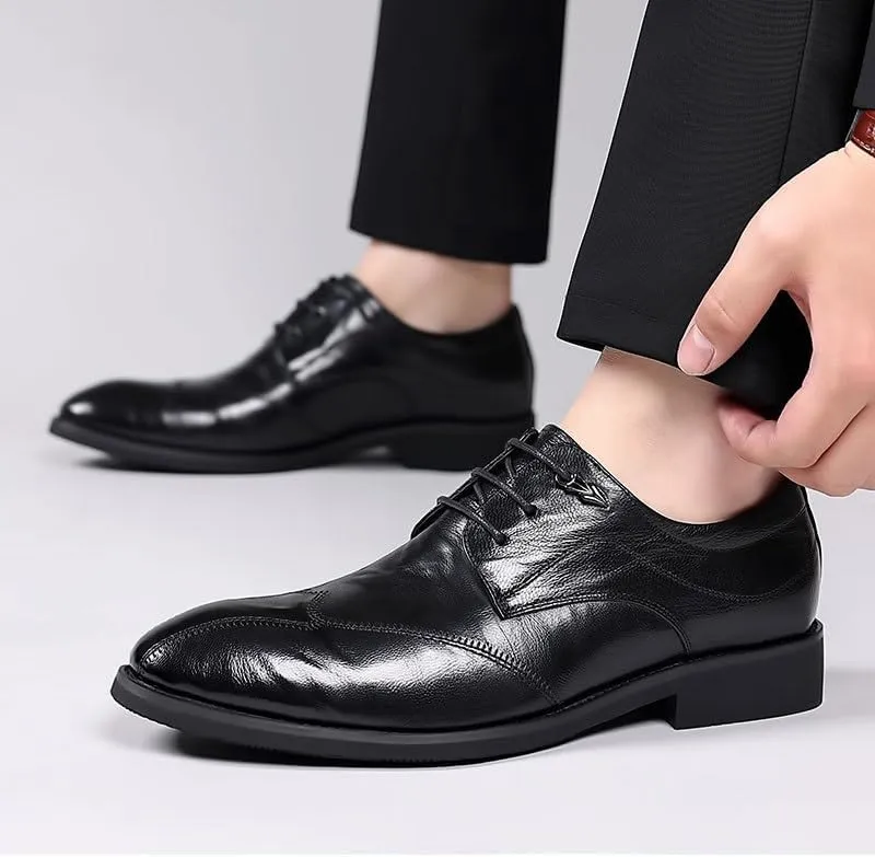 Mens Oxford Men's Patent Leather Formal Business Oxford Dress Shoes Formal Breathable Casual Pointed Toe Trendy Plaid Upper Tuxedo Shoes for Men Dress Shoes(6.5)