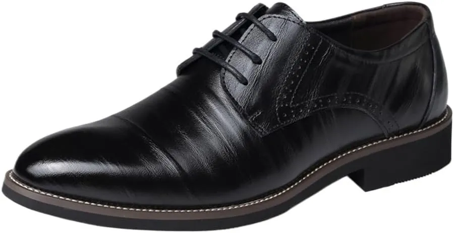 Mens Oxford Shoes Business Leather Casual Lace Up Breathable Loafers Flats Driving Formal Tuxedo Shoes for Men Comfortable