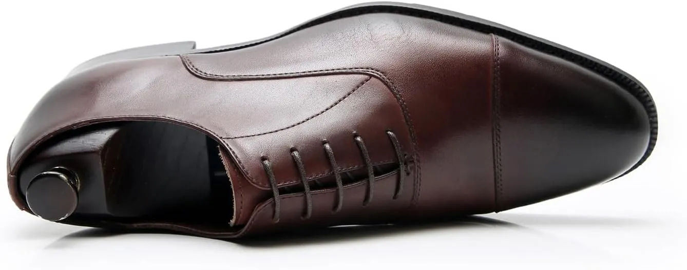 Mens Oxfords Dress Formal Shoes Fashion Genunie Leather Cap Toe Derby Business Casual Lace Up Shoes Modern Prom Wedding Suit Shoes Tuxedo Shoes for Men