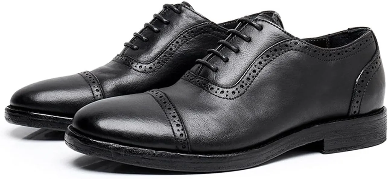 Mens Oxfords Dress Formal Shoes Genunie Leather Brogues Oxford Fashion Business Casual Leather Outsole Derby Modern Prom Wedding Suit Shoes Tuxedo Shoes for Men