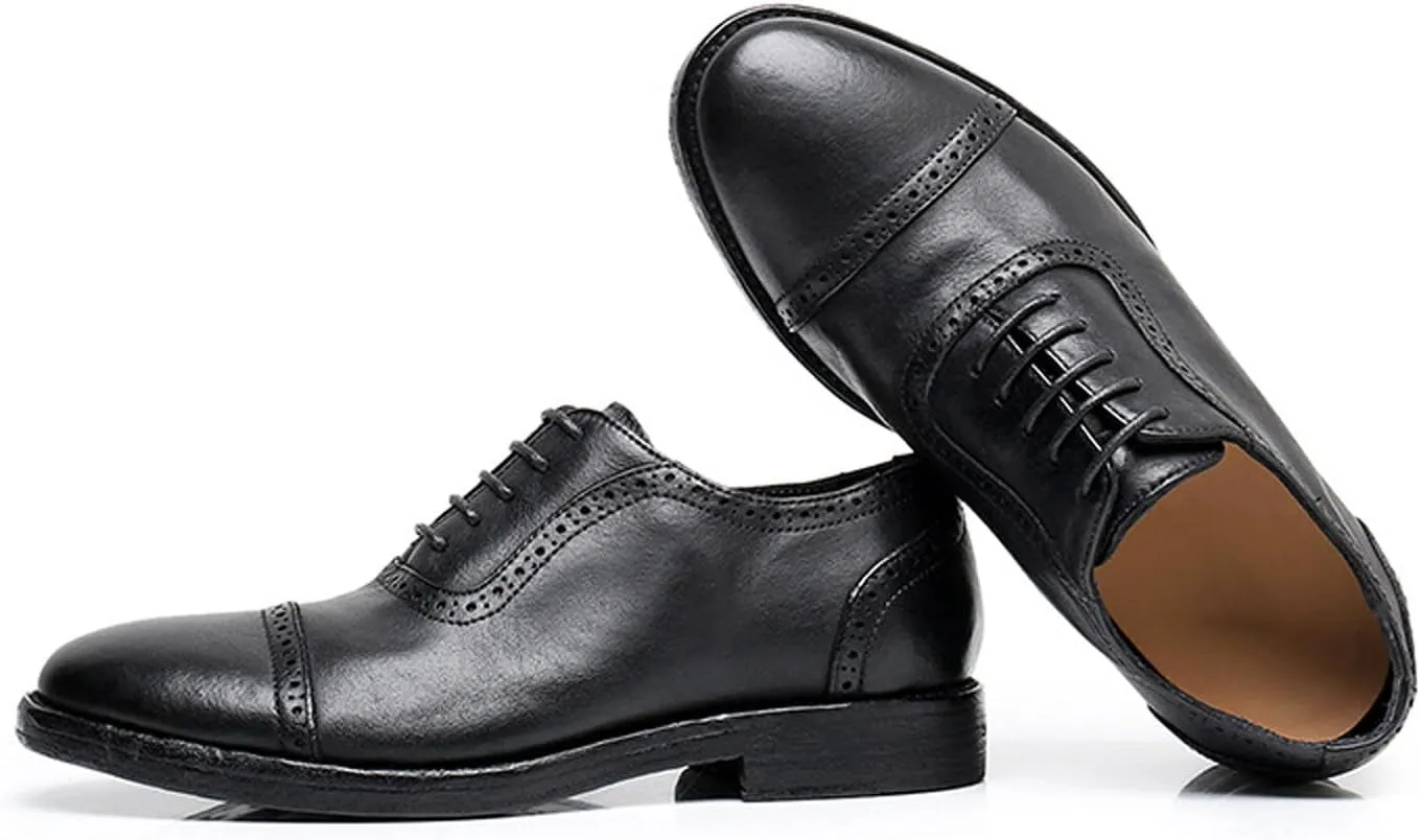 Mens Oxfords Dress Formal Shoes Genunie Leather Brogues Oxford Fashion Business Casual Leather Outsole Derby Modern Prom Wedding Suit Shoes Tuxedo Shoes for Men