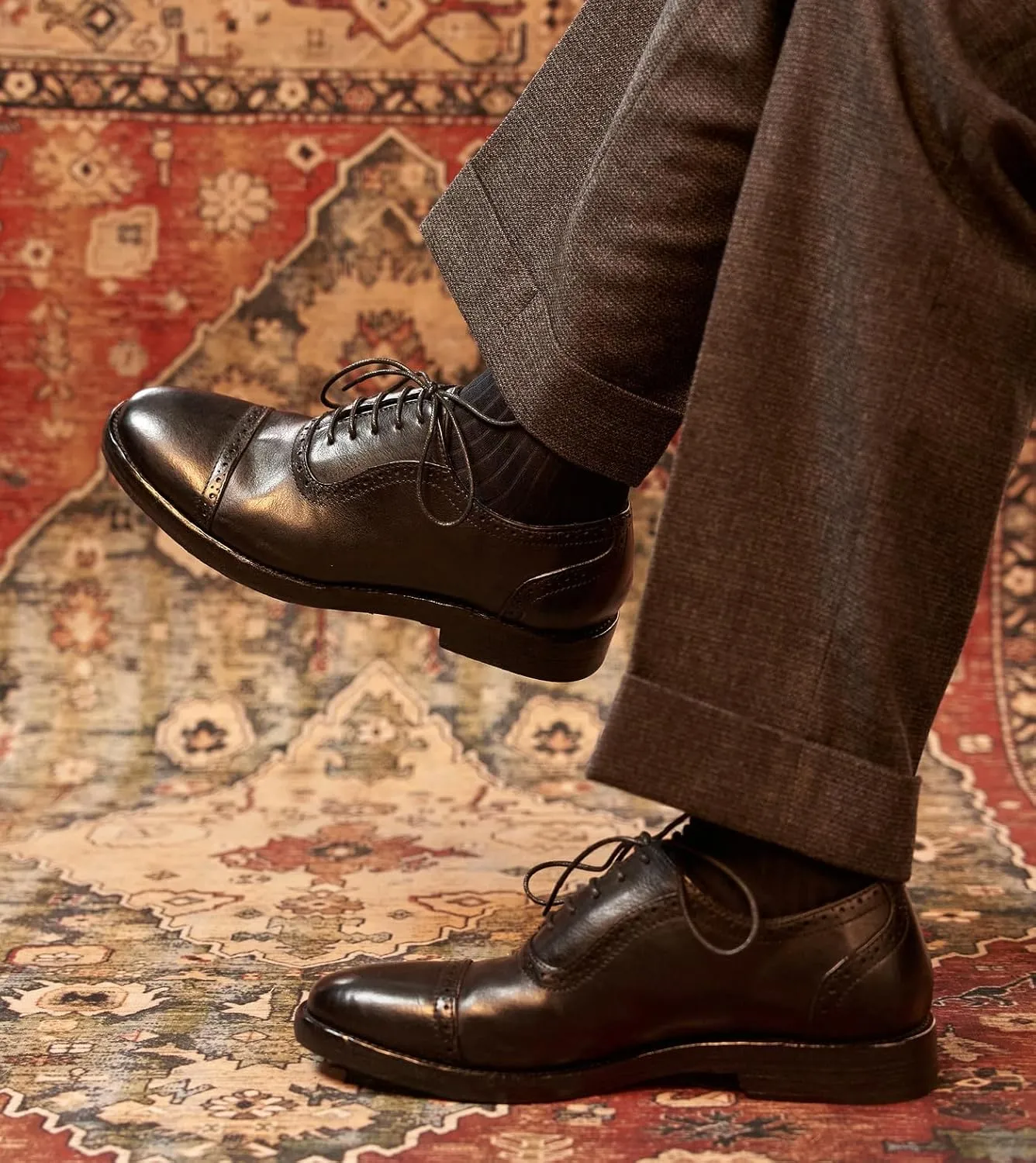 Mens Oxfords Dress Formal Shoes Genunie Leather Brogues Oxford Fashion Business Casual Leather Outsole Derby Modern Prom Wedding Suit Shoes Tuxedo Shoes for Men